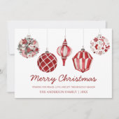 Frohe Weihnachts-Rote Ornament Feiertagskarte (Vorderseite)