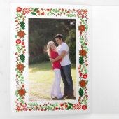 Frohe Weihnachts-Rote Poinsettia Weihnachten Foto Dreifach Gefaltete Urlaubskarte (Innen Erste Seite)