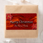 Frohe Weihnachts Rote Ribbon Poinsettia Weinkarte (Insitu)