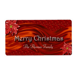 Frohe Weihnachts Rote Ribbon Poinsettia Weinkarte