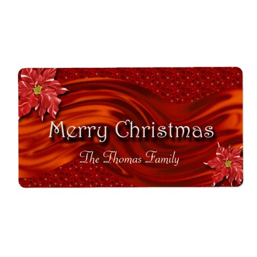 Frohe Weihnachts Rote Ribbon Poinsettia Weinkarte (Vorne)