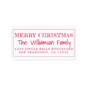 Frohe Weihnachts-Rote Rücksendeadresse Adressaufkleber