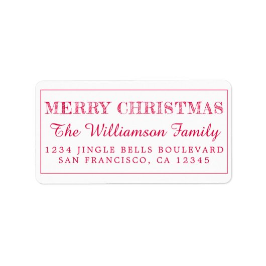 Frohe Weihnachts-Rote Rücksendeadresse Adressaufkleber (Vorne)
