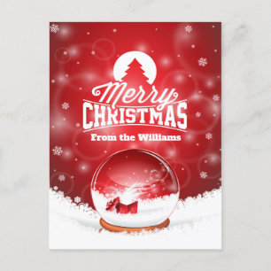 Frohe Weihnachts Rote Schneeflocken Personalisiert Feiertagspostkarte