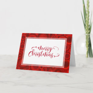 Frohe Weihnachts Rote Schrift mit Kreise & Streife Feiertagskarte
