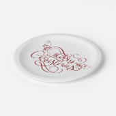 Frohe Weihnachts-Rote Script Typografie Pappteller (Schrägansicht)