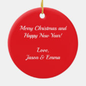 Frohe Weihnachts Rote Weihnachtsmannmütze & Flugze Keramik Ornament (Hinten)