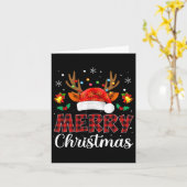 Frohe Weihnachts Rote Weihnachtsmannmütze Reindeer Karte (Gelbe Blume)