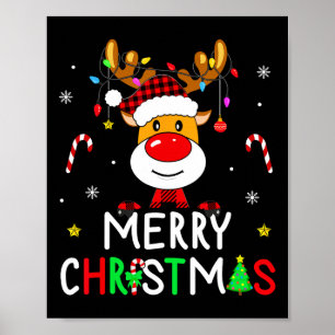 Frohe Weihnachts Rote Weihnachtsmannmütze Reindeer Poster