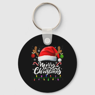 Frohe Weihnachts Rote Weihnachtsmannmütze Reindeer Schlüsselanhänger
