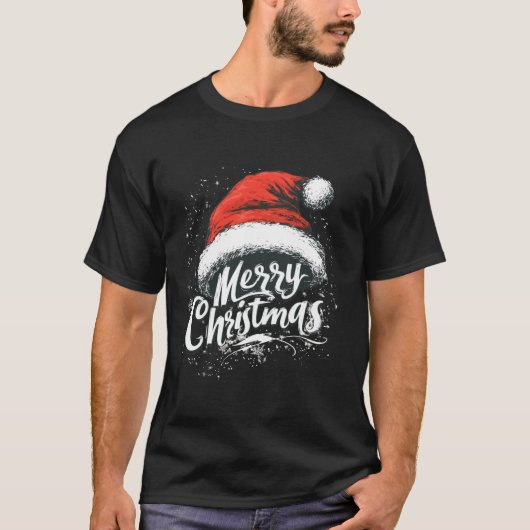 Frohe Weihnachts Rote Weihnachtsmannmütze Weihnach T-Shirt (Vorderseite)