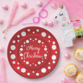 Frohe Weihnachts-rote weiße Punkte Muster Pappteller (Party)