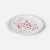 Frohe Weihnachts Roter Glitzer Script Typografie Pappteller (Schrägansicht)