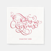 Frohe Weihnachts Roter Glitzer Script Typografie Serviette (Vorderseite)