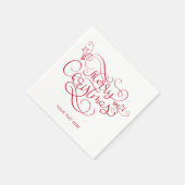 Frohe Weihnachts Roter Glitzer Script Typografie Serviette (Ecke)