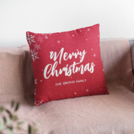 Frohe Weihnachts Roter Hintergrund mit Schneeflock Kissen