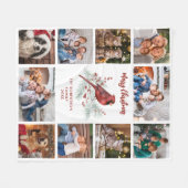 Frohe Weihnachts Roter Kardinal Familienfoto Colla Fleecedecke (Vorderseite (Horizontal))