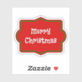 Frohe Weihnachts-rotes Banner, weißer Text Aufkleber (Blatt)