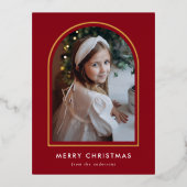 Frohe Weihnachts-Rotes Foto Folien Feiertagspostkarte (Vorderseite)