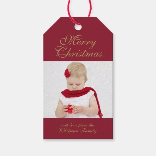 Frohe Weihnachts Rotes Foto Geschenkanhänger (Vorderseite)