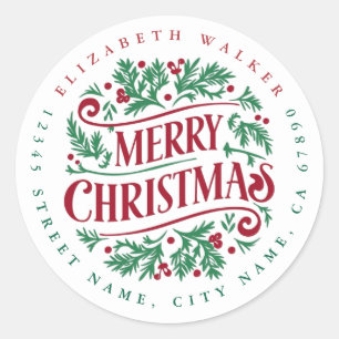 Frohe Weihnachts-Round-Stickers Runder Aufkleber