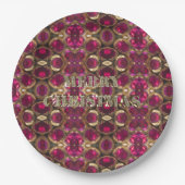 Frohe Weihnachts Ruby Gold Gemstone Muster Chic Pappteller (Vorderseite)