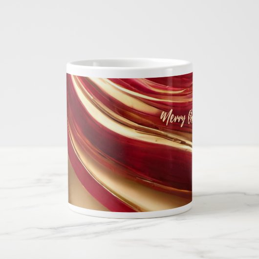 Frohe Weihnachts-Ruby Rot und Gold- Jumbo-Tasse (Vorderseite)