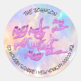 Frohe Weihnachts-Rücksendeadresse Label UAWG Holog Runder Aufkleber