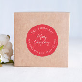 Frohe Weihnachts-Rücksendeadresse Minimalistisch Runder Aufkleber