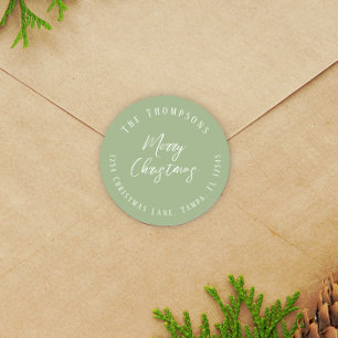 Frohe Weihnachts-Rücksendeadresse Minimalistisch Runder Aufkleber