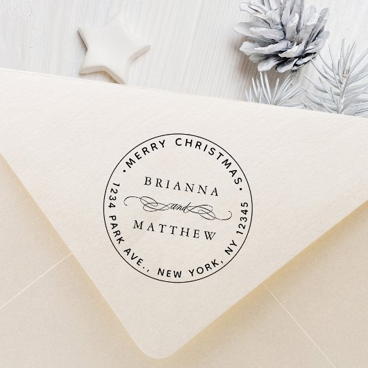 Frohe Weihnachts-Rücksendeadresse Runde Permastempel