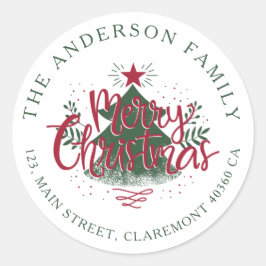 Frohe Weihnachts-Rücksendeadresse Runder Aufkleber
