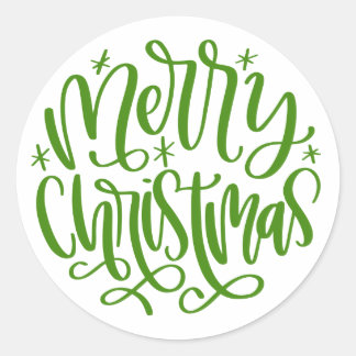 Frohe Weihnachts-Runde Grün-Script-Stickers Runder Aufkleber
