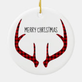 Frohe Weihnachts-Runde Ornament-Karierte Antler Keramik Ornament (Hinten)