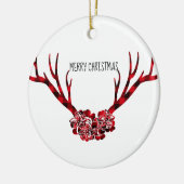 Frohe Weihnachts-Runde Ornament-Karierte Antler Keramik Ornament (Links)