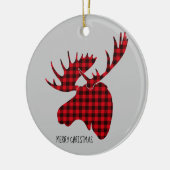 Frohe Weihnachts-Runde Ornament-Karierte Elche Keramik Ornament (Links)