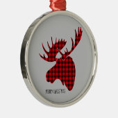 Frohe Weihnachts-Runde Ornament-Karierte Elche Ornament Aus Metall (Rechts)