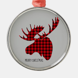 Frohe Weihnachts-Runde Ornament-Karierte Elche Ornament Aus Metall