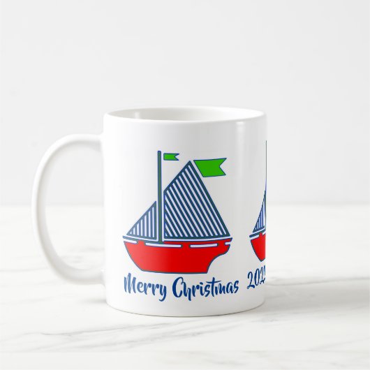 Frohe Weihnachts-Sailboat-Tasse Kaffeetasse (Links)