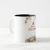 Frohe Weihnachts-Schirmbäume & Hirsche-Tasse Zweifarbige Tasse (Vorderseite Links)