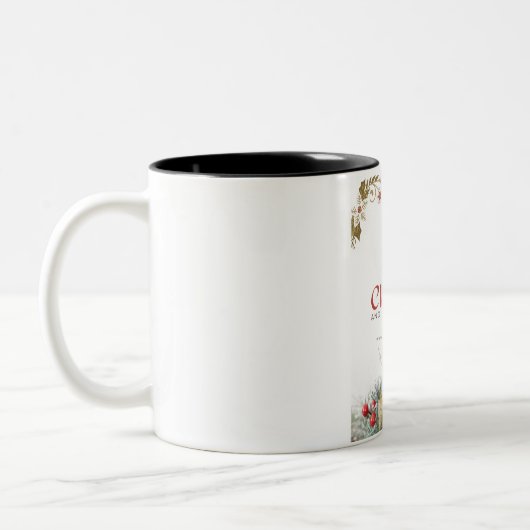Frohe Weihnachts-Schirmbäume & Hirsche-Tasse Zweifarbige Tasse (Links)