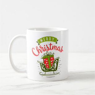 Frohe Weihnachts-Schlitten Present Red Green Xmas Kaffeetasse