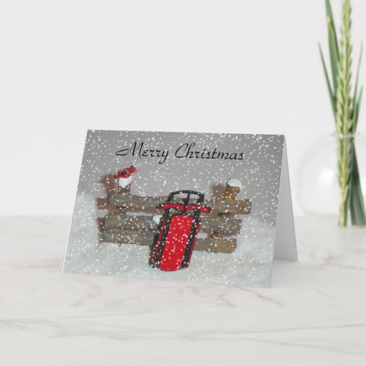 Frohe Weihnachts-Schlittenkarte Feiertagskarte (Vorderseite)