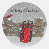Frohe Weihnachts-Schlittensticker Runder Aufkleber (Vorderseite)