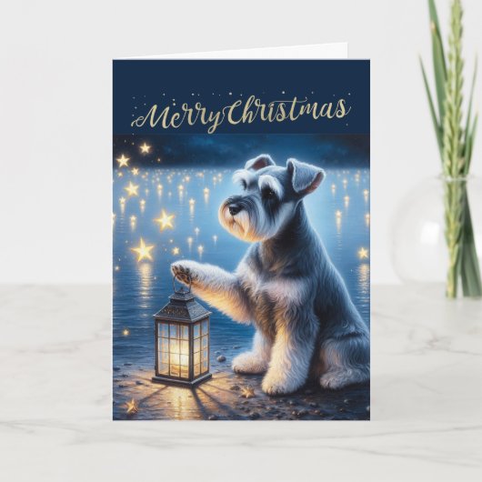 Frohe Weihnachts Schnauzer Weihnachtskarte Dankeskarte (Vorderseite)