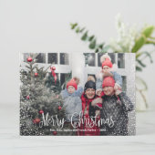 Frohe Weihnachts-Schnee-Foto Feiertagskarte (Stehend Vorderseite)