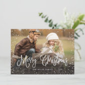 Frohe Weihnachts-Schnee-Foto Feiertagskarte (Stehend Vorderseite)