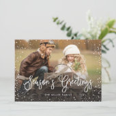 Frohe Weihnachts-Schnee-Foto Feiertagskarte (Stehend Vorderseite)