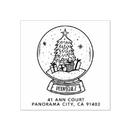 Frohe Weihnachts-Schneeballbaum-Rücksendeadresse Gummistempel