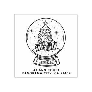 Frohe Weihnachts-Schneeballbaum-Rücksendeadresse Gummistempel